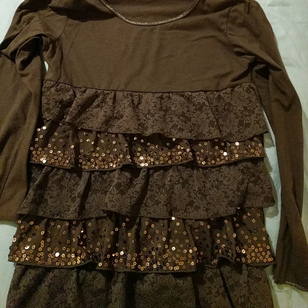 Girls brown Justice dress shirt size 14